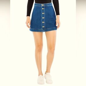 American Apparel Jeans Button Front Dark Wash Denim Mini Skirt Size L